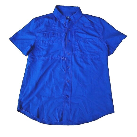 Reel Legends Performance Royal Blue Vented Fishing Short Sleeve Men's Shirt Sz M - Picture 1 of 6